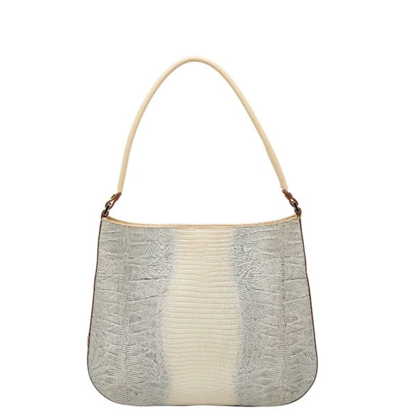 Pre-Owned Salvatore Ferragamo Crocodile Embossed One-Shoulder Bag in Beige and Black... (Good)