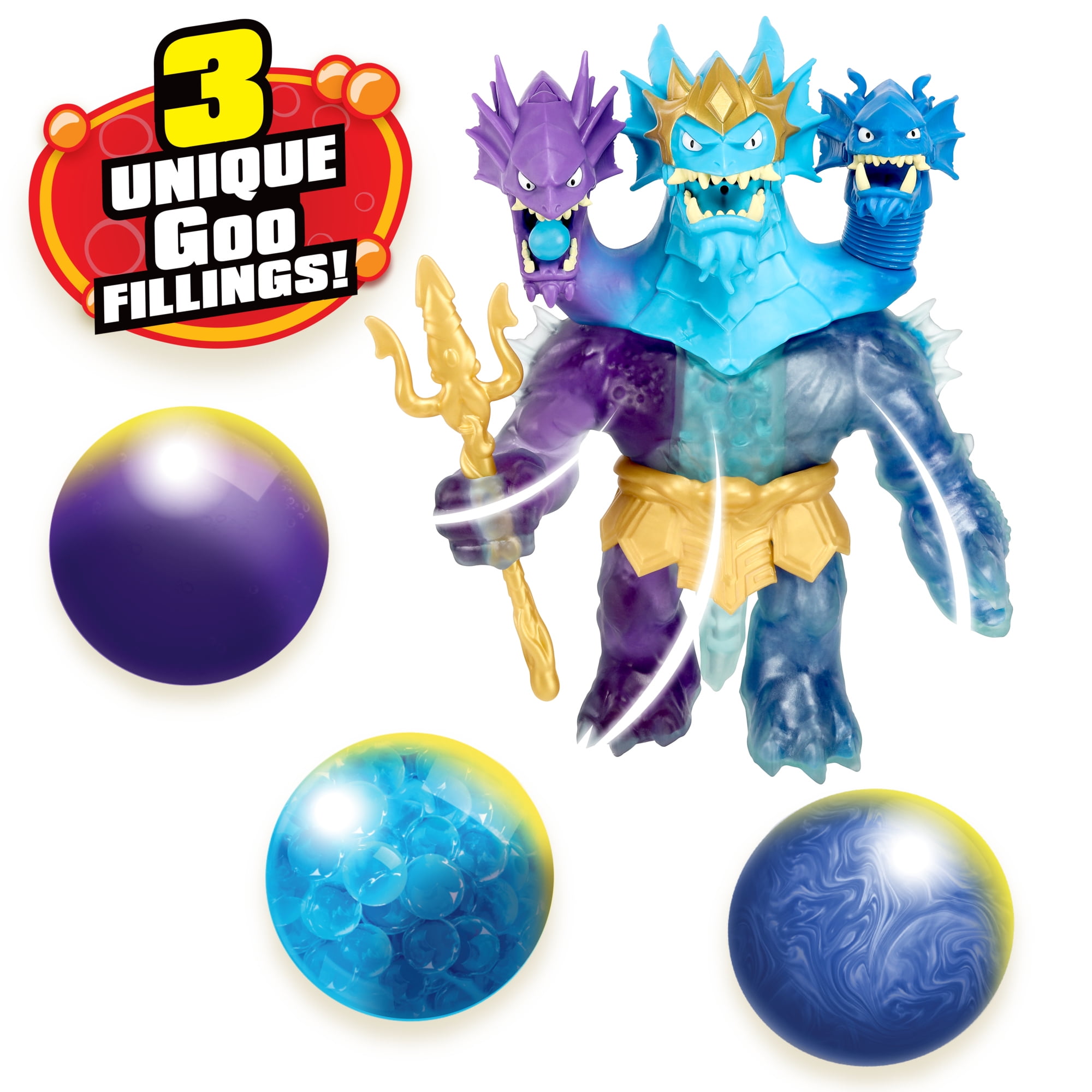 Heroes of Goo Jit Zu 9.5 inch King Hydra Figure with Triple Attack 3 in 1 Goo Power, Ages 4+