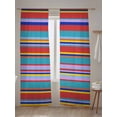 thumbnail image 5 of Red Teal Yellow Stripes Sheer Curtains 2 Panels Set Lines Art Modern Traditional Lihgt Filtering Rod Pocket Voile Drape, Semi Sheer Window Curtains for Bedroom Living Room, 52"x84", 5 of 5
