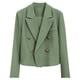 thumbnail image 2 of Blazer de mujer de color liso con botones y bolsillos, manga larga, abrigo de traje, abrigo de poliéster para mujer, 2 of 4