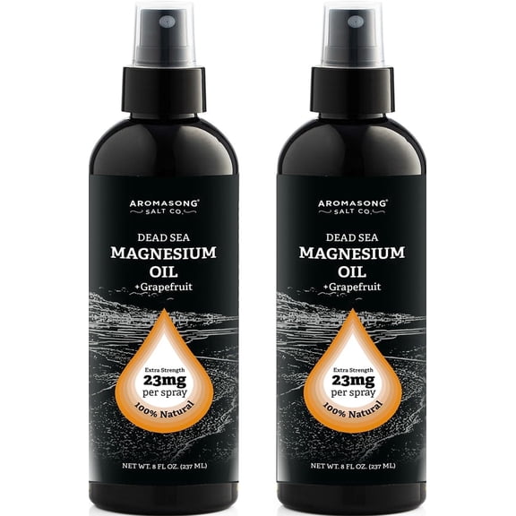 Aromasong Magnesium Oil Spray, Grapefruit Scent, Extra Strength for Sleep, Relaxation & Leg Discomfort, 8 oz, 2 Pack