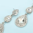 thumbnail image 6 of Tilga Old Fashion Wedding Bridal Teardrop Long Earrings with Crystal for Women Dangle Drop Jewelry Prom Special Occasion Party (Silver), 6 of 6