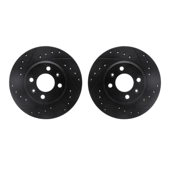 Dynamic Friction Company Front Brake Rotors-Drilled and Slotted-Black 8002-65010