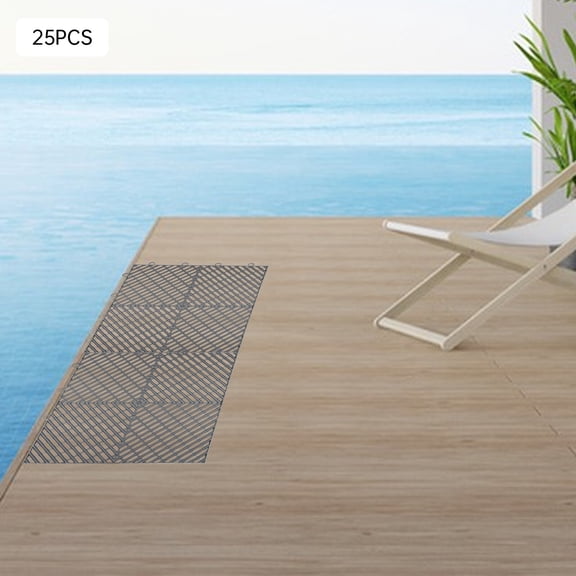 25PCS Tiles Interlocking Graphite Drainage Tiles 12x12x0.5 Inches Deck Tiles for Covering Smooth Concrete Or Wood Surfaces