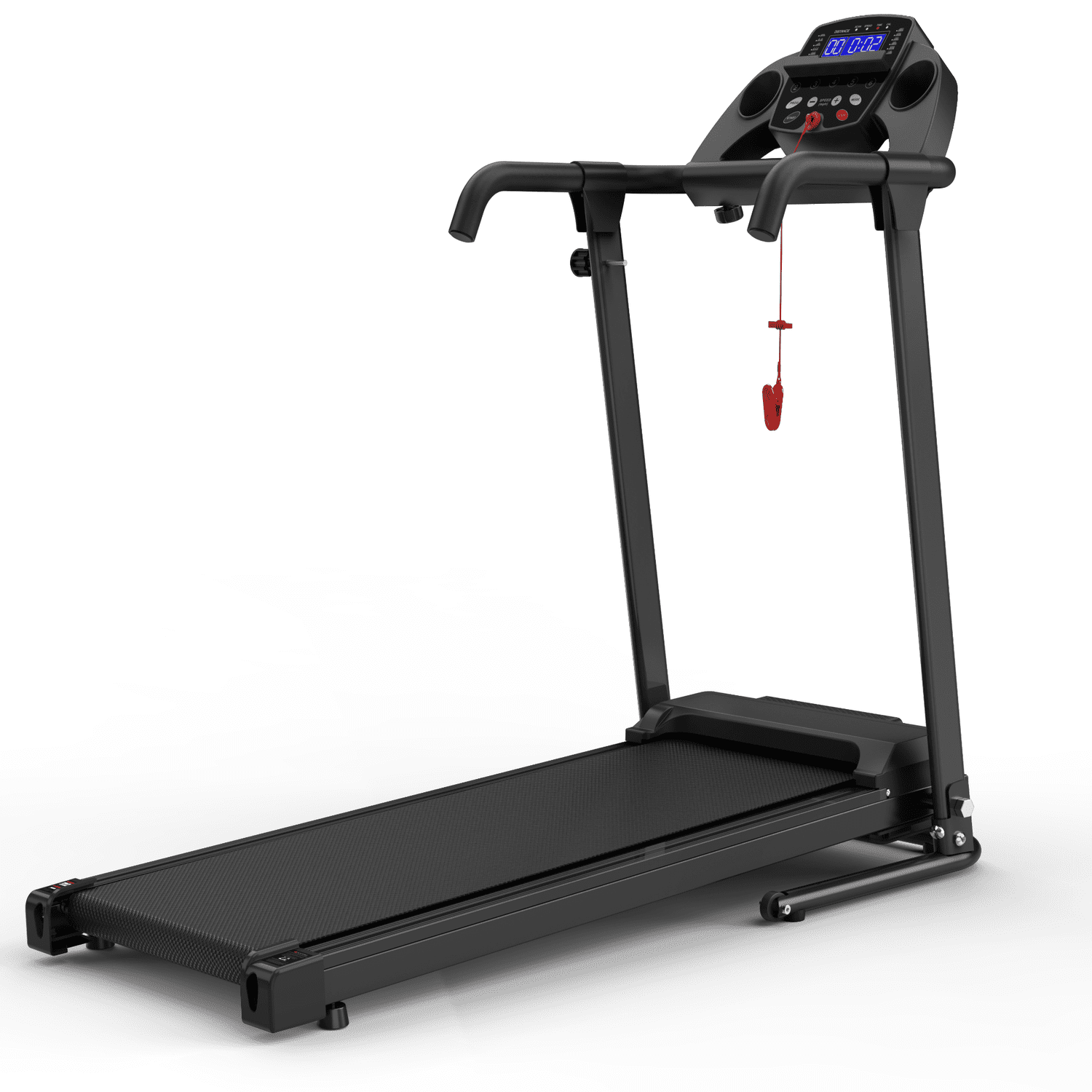 Foldable Treadmill with Smart Fitshow App, 3 HP Brushless Motor, 0.5-6 MPH Portable Running Machine with Handles, LED Display, Safety Key, Black