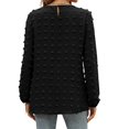 thumbnail image 3 of Women Chiffon Blouses Long Sleeve Crewneck Top Dressy Casual Loose Pompom Shirts, 3 of 9
