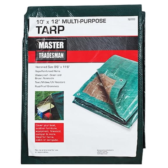 Master Tradesman MT 10 X 12 GREEN-BROWN 10 x 12 ft. Polyethylene Storage Tarp Cover - Hunter Green & Brown