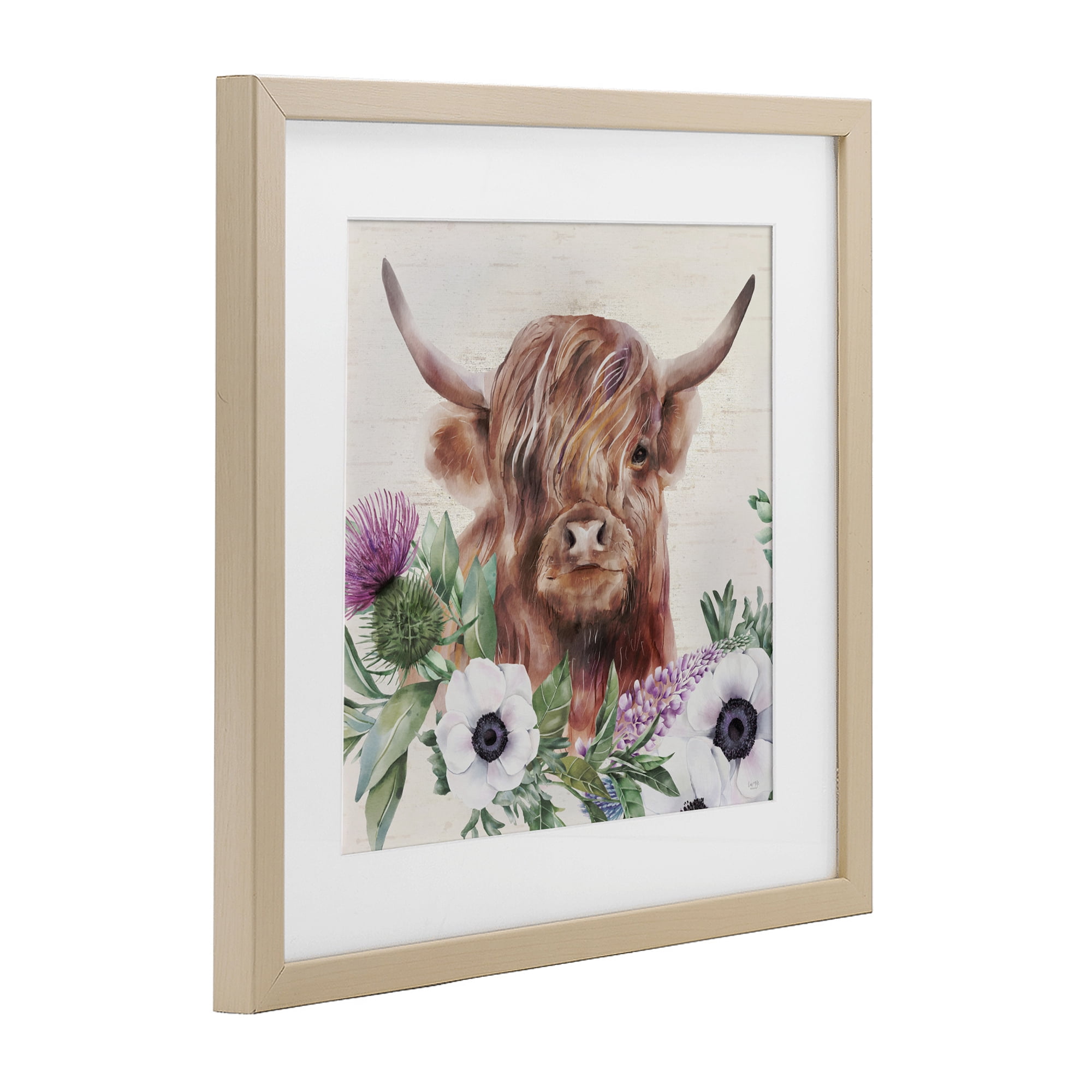 Stupell Industries Penny The Highland Cow Birch Framed Print Under Glass, design by Lux + Me Designs