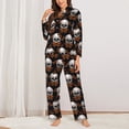 thumbnail image 2 of Yiaed Butterfly Skull Print Pajamas Women's Long Sleeve Sleepwear Soft Button Down Loungewear Pjs Lounge Set Nightwear Womens Pajama Pants-Large, 2 of 7