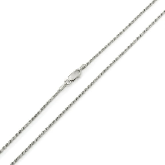 925 Italian Sterling Silver 1mm Solid Rope Diamond Cut Chain, FREE Microfiber Cloth, Rhodium Link Mens Womens Necklace, Giorgio Bergamo