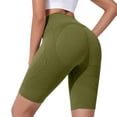 thumbnail image 6 of Womens Compression Shorts High Rise Butt Lift Tummy Control 3D Anti Cellulite Workout Leggings Outdoor Yoga Running Trendy Knee Length Army Green M, 6 of 6