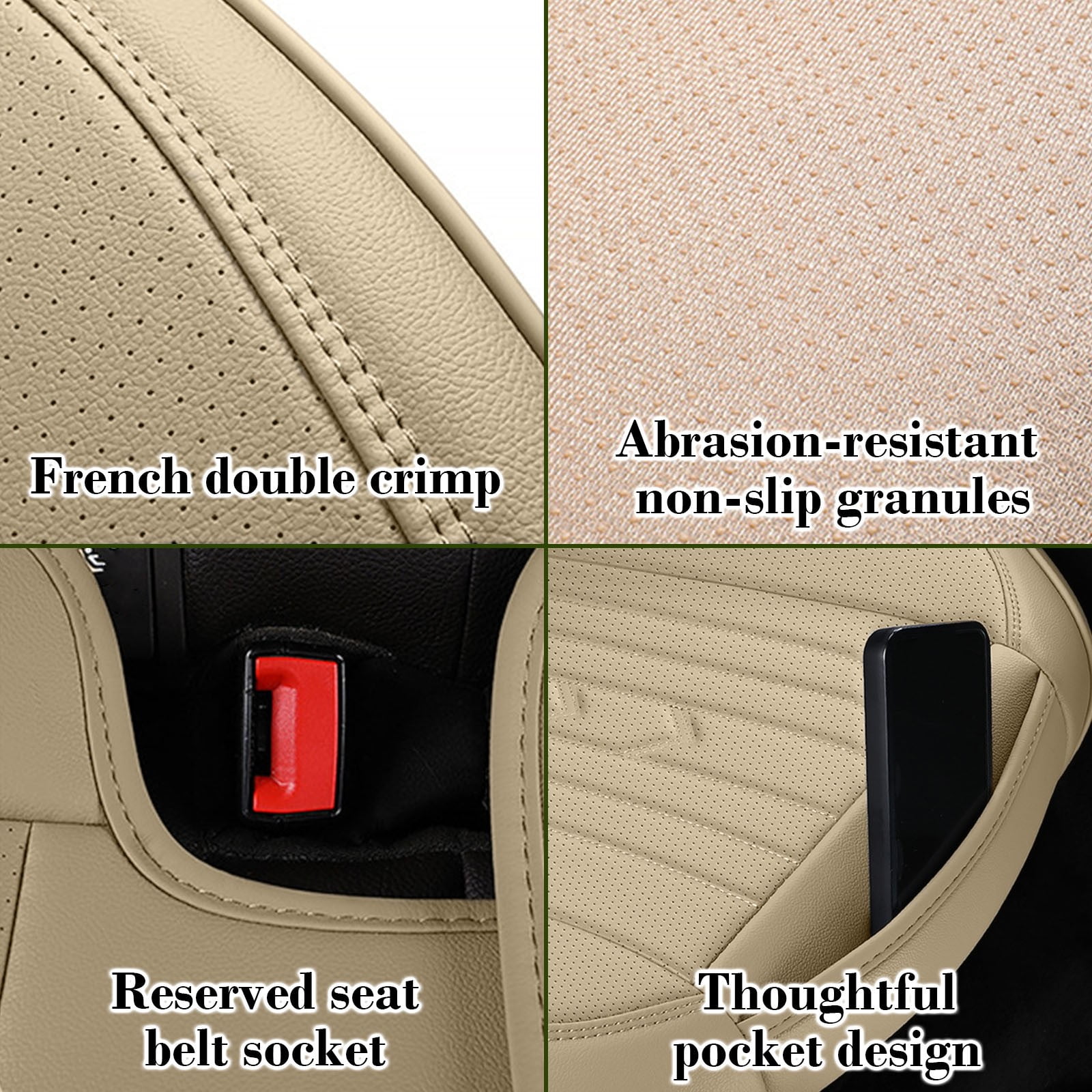 Breathable Leather Car Seat Cover Fully Enclosed Cushion, All Season for Car 20.5x20.5 Inch Easy Fit