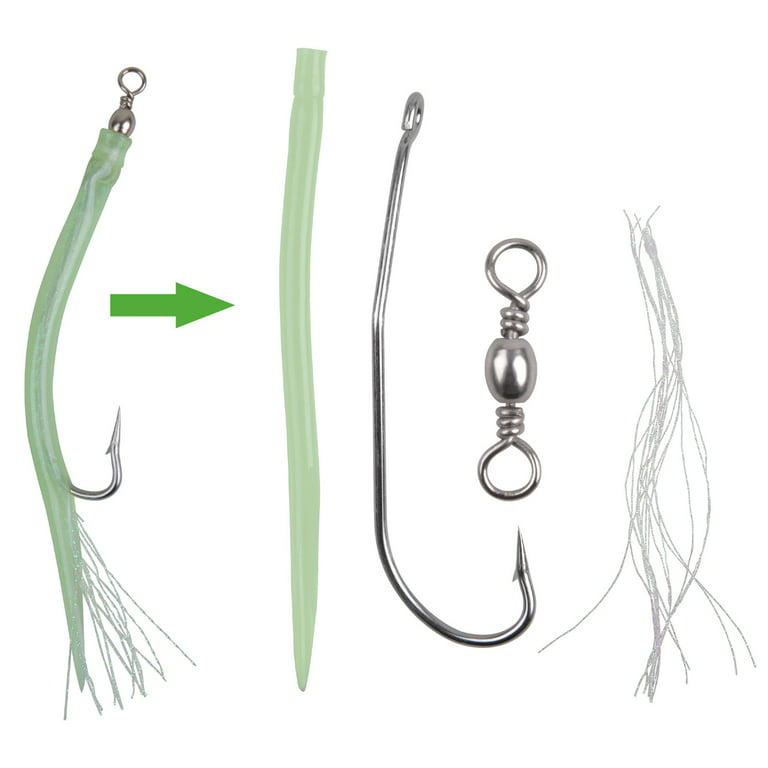 5Pcs CodfishFishing Eel Tube Jig bait shank offset Hook Barbed Octopus Hook  