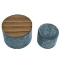 thumbnail image 4 of 2 - Piece Dark Blue Round Chenille Footstool - Storage and Soft Feel - Home and Apartment Use - Simple and Elegant Home Decor, 4 of 6