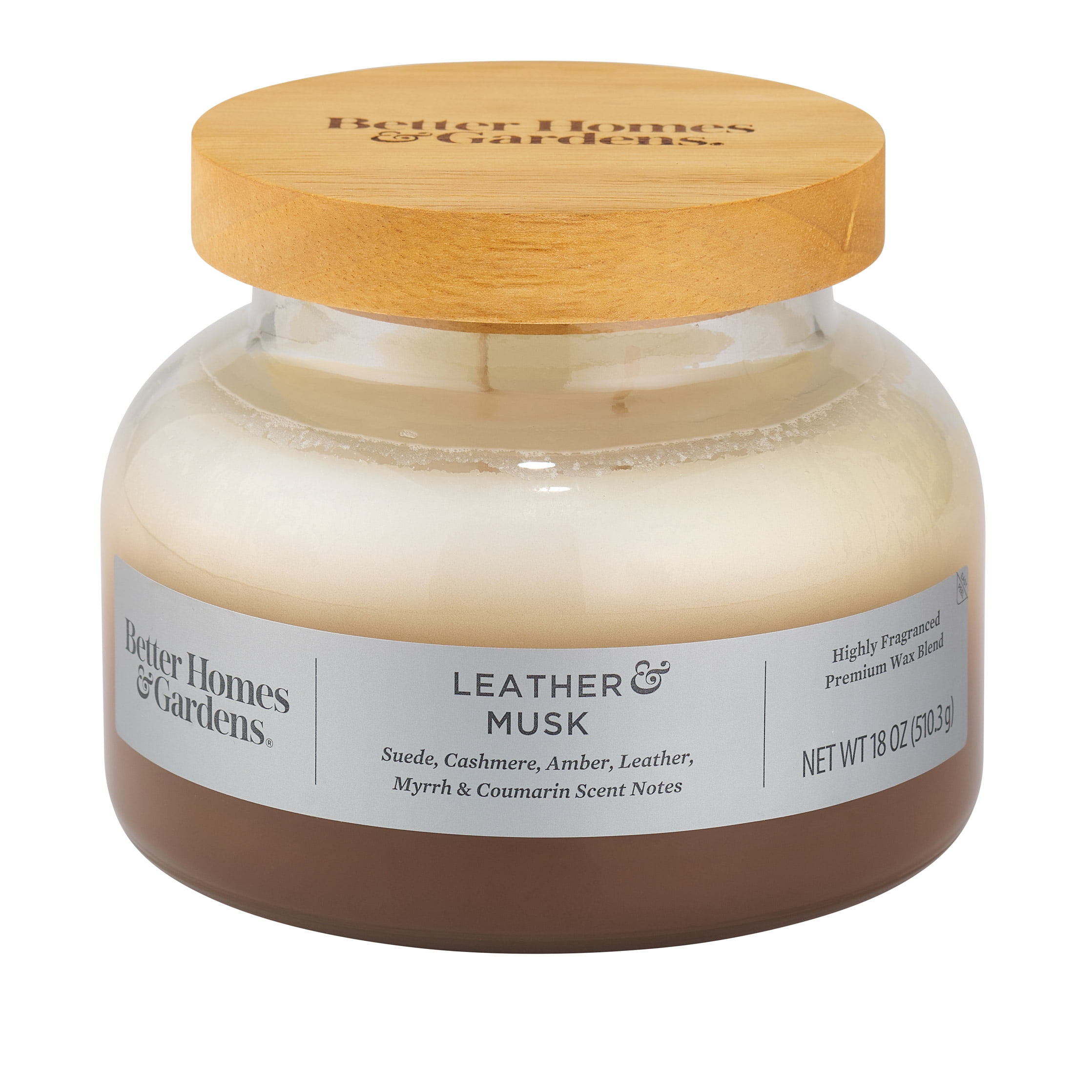 (2 pack) Better Homes & Gardens Leather & Musk Scented 2-Wick 18oz Ombre Bell Jar Candle