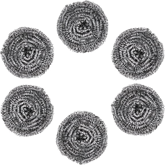 ACDANC Stainless Steel Wire Sponge for Pans - Pack of 6 - Metal Scrubbers for Dish Cleaning - Scrubber for Pots Scouting Pad