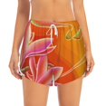 thumbnail image 4 of Lsque Orange Flower Psychedelic Printed Women's Running Shorts with Liner Pockets,Elastic Quick Dry Workout Athletic Gym Yoga Shorts,Womens High Waist Shorts-Medium, 4 of 9