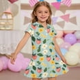 thumbnail image 2 of CCRFTGI Polo Dress for Kids Girls Size 6-7 Short Sleeve Uniform Casual Floral Print Pleated Flare Skater Polo Dresses Summer Button-Down Collar Pique Polo Dress Green 11-12 Years, 2 of 5