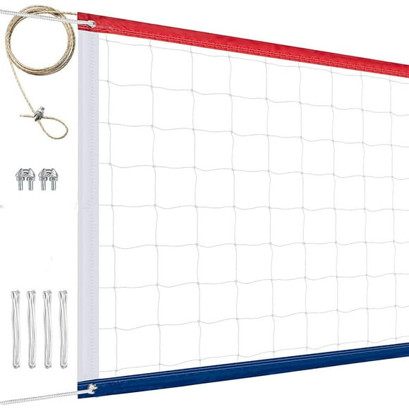 Professional Volleyball Net Outdoor with Aircraft Steel Cable, Weather Resistance Heavy Duty Volleyball Net, Reinforced Side Tapes, 32x3FT Volleyball Net for Backyard Schoolyard Beach Pool