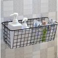 thumbnail image 1 of Cocina sin perforaciones Baño Inodoro Cesta de almacenamiento para colgar en la pared Dormitorio Mesita de noche Cesta colgante Estante de pared de hierro forjado Negro brillar Electrónica, 1 of 2