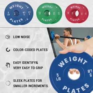 TEQIN Rubber Bumper Plates,Cast Iron 2-Inch Olympics Weight Plates Set for Strength Training,Barbell Free Weight Plate Set, Multiple Sizes For Weight Lifting (1.25LB,2.5LB,5LB,10LB) x2