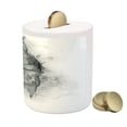 thumbnail image 3 of Skull Piggy Bank, Contemporary Illustration of Smokey Grungy Dark Horror Style Devil Evil Print Art, Ceramic Coin Bank Money Box for Cash Saving, 3.6" X 3.2", Grey White, by Ambesonne, 3 of 4