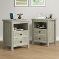 thumbnail image 6 of Nightstand set of 2 with Charging Station, Rustic Bedside Table Farmhouse Nightstand with 2 Drawers End Tables Night Stand for Bedroom Living Room, Gray, 6 of 13