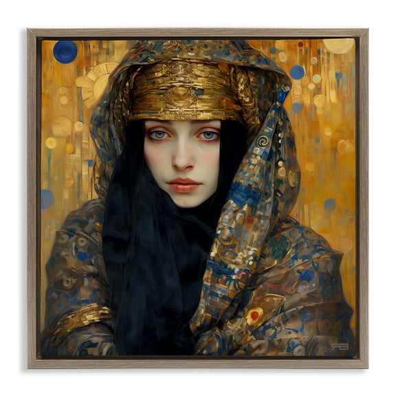 Stupell Industries Glam Woman with Ornate Veil Brown Floating Frame Canvas Art, 18 x 18, by RB
