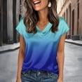 thumbnail image 2 of CONZONE Womens Summer T-Shirts Short Sleeve Satin T Shirts for Women Casual V Neck Gradient Color Lightweight Tees Soft Cozy Dailywear, 2 of 4
