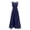 Dark Blue, variant on Qiopertar Women's Formal Evening Dress Elegant Lace V-Neck Long Sleeveless Maxi Dress with Slit Cocktail Party Wedding Guest Gown, Red S