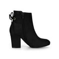thumbnail image 3 of BLISSFUL STEP Women's Ankle Boots Block Heel Zipper Lace Up Boots Black 6, 3 of 7