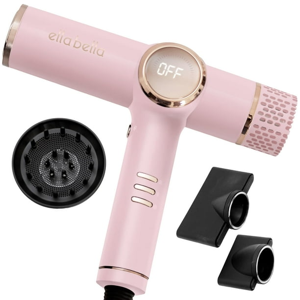 Secador de pelo iónico profesional ELLA BELLA® con difusor • Secador de iones negativos • Apto para todo tipo de cabello • Control de calor inteligente y secado rápido • Diseño ligero • Tecnología de