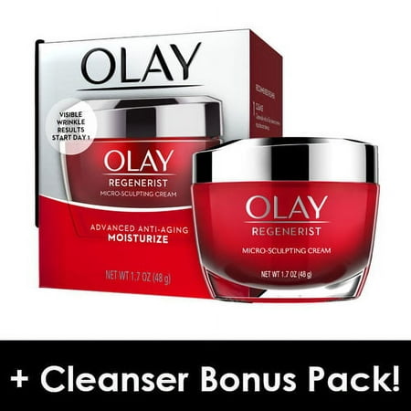 Olay Regenerist Micro-Sculpting Cream Face Moisturizer 1.7 oz + Daily Facial Dry Cleansing Cloths, 7 ct
