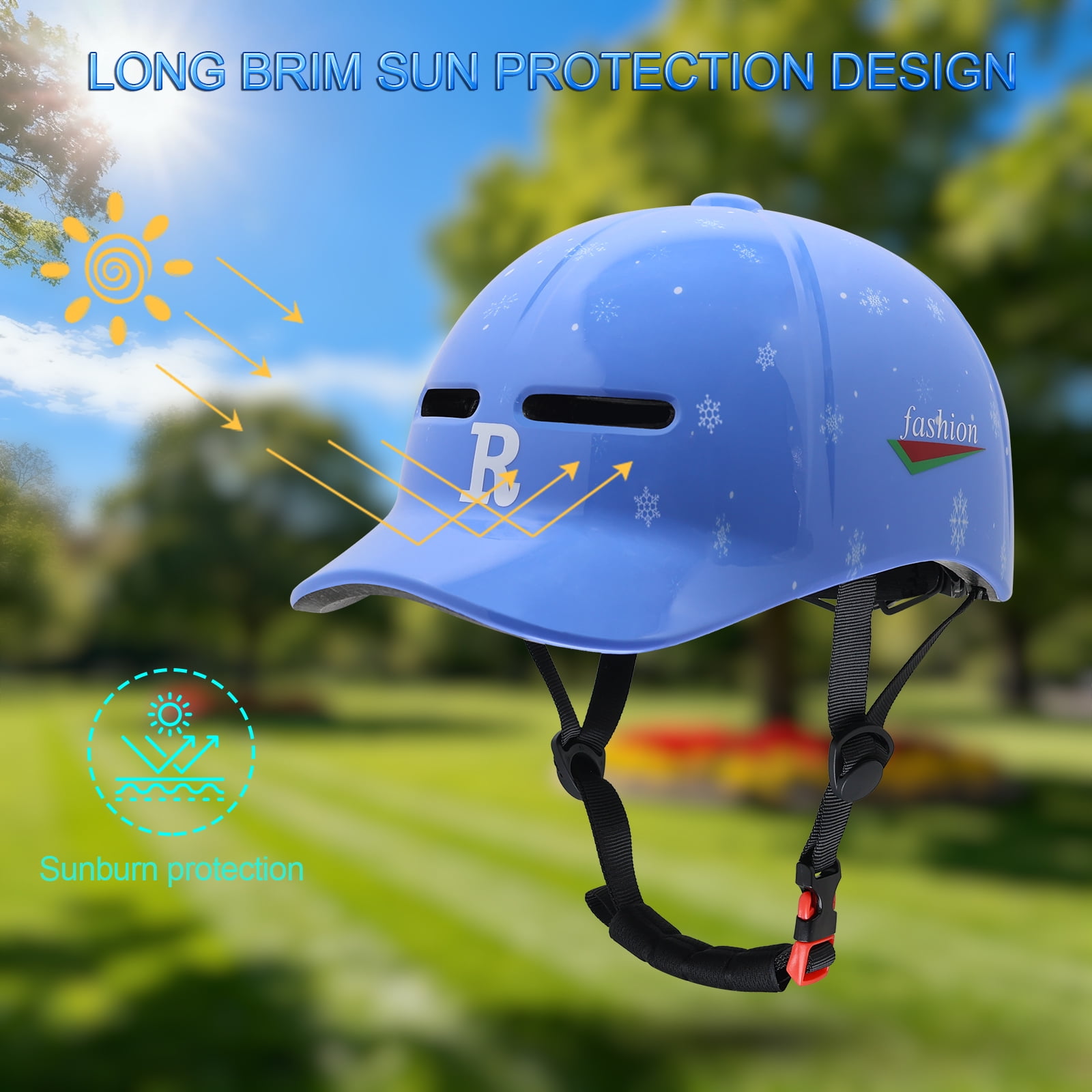 Adult bicycle helmet, unisex - comfortable, lightweight, adjustable baseball cap style cycling helmet, suitable for urban commuting, road cycling, rollerblading, and scooter riding.
