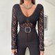 thumbnail image 1 of Cami Top de encaje para mujer, camiseta sin mangas de manga larga sin espalda, estilo Y2K, cuello en V, atuendo diario FLhrweasw Para estrenar, 1 of 9