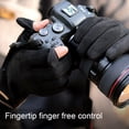 thumbnail image 4 of UDIYO 1 Pair Men Gloves Showable Fingertips Windproof Warm Solid Color Fine Stitching Running Gloves for Outdoor, 4 of 7