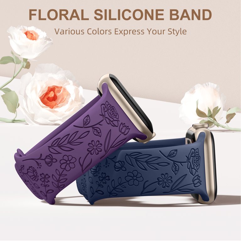 Comvin Floral Engraved Compatible With Apple Watch Bands  display picture 1