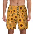 thumbnail image 2 of Picia Modern Wood Grain Sunflower pattern Mens Swim Trunks with Compression Liner Stretch Beach Shorts Quick Dry with Zipper Pockets No-Chafing Board Shorts-Small, 2 of 9