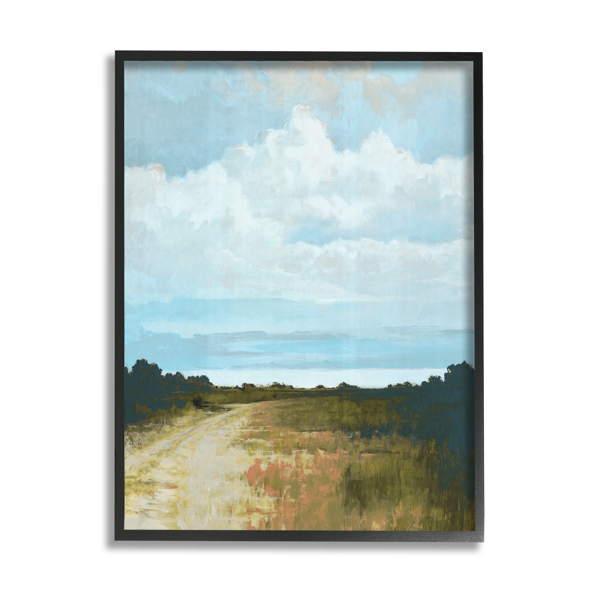 Stupell Industries Atmospheric Blue Clouds Over Rural Country Path Painting Black Framed Art Print Wall Art, Design by Cloverfield & Co.