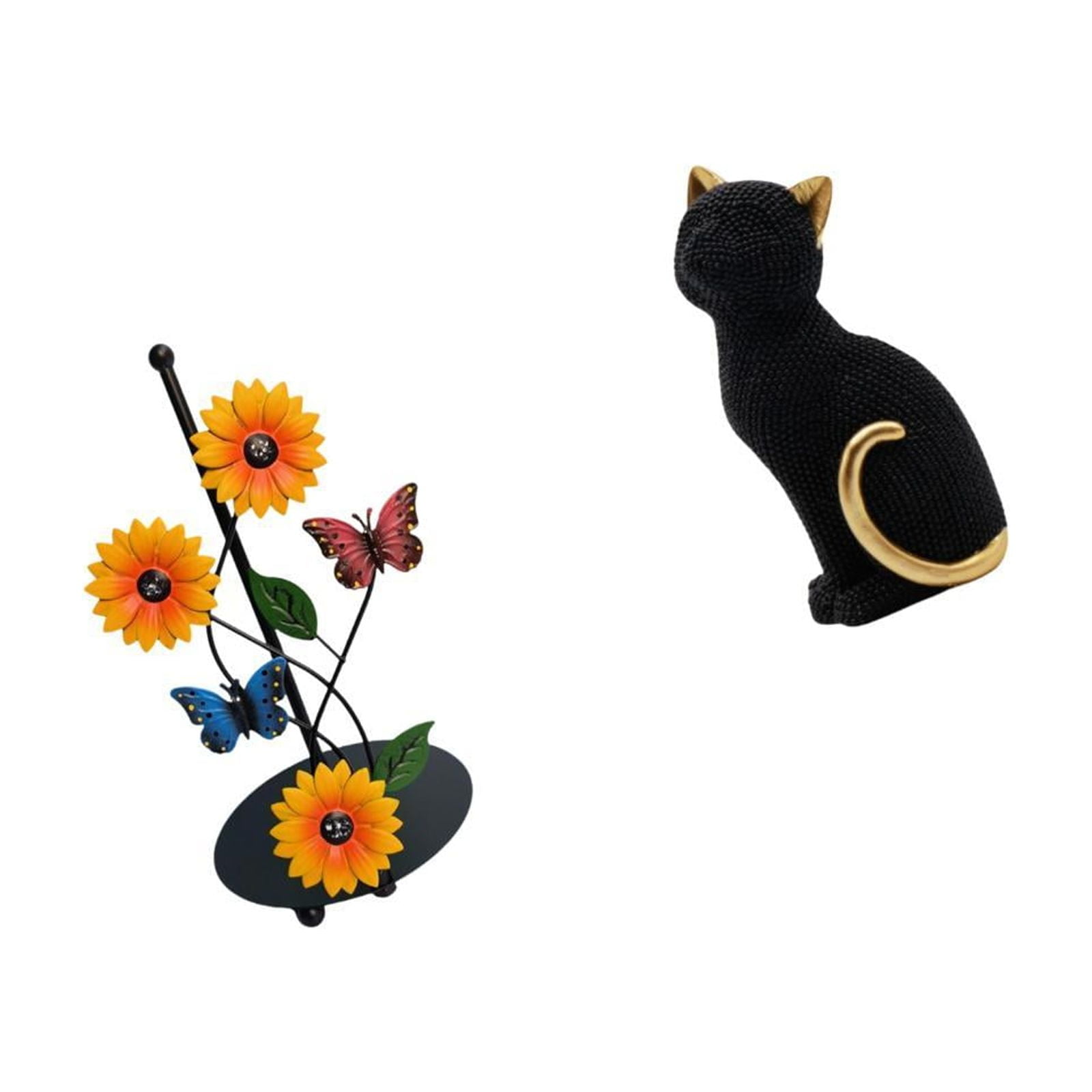 Fiocias Cat Paper Towel Holder Dispenser Decorative Figurine Resin Collectible Vertical Tissue Holder Rack Animal Sculpture for Home Entrance Bookshelf Living