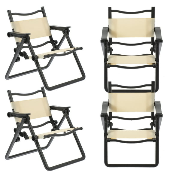 4 Pcs Mini Folding Chair Accessories Doll House Chairs for Party Events Foldable Models Miniature Desk Furniture