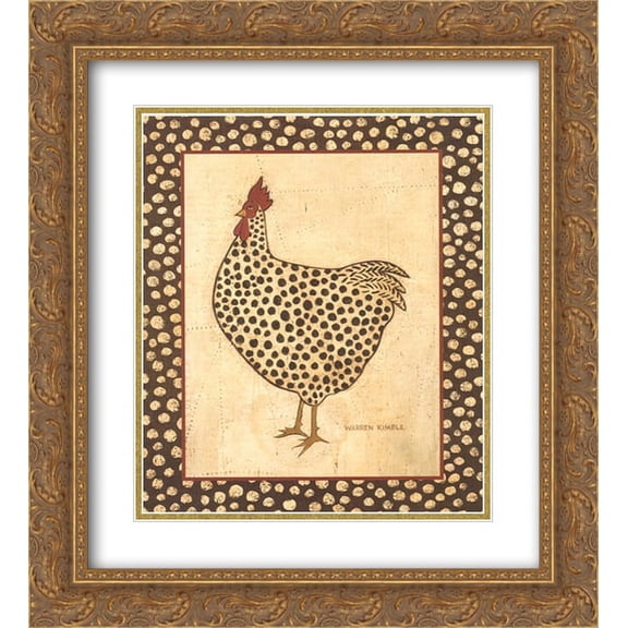 Spotted Chicken 2x Matted 12x14 Gold Ornate Framed Art Print by Warren Kimble