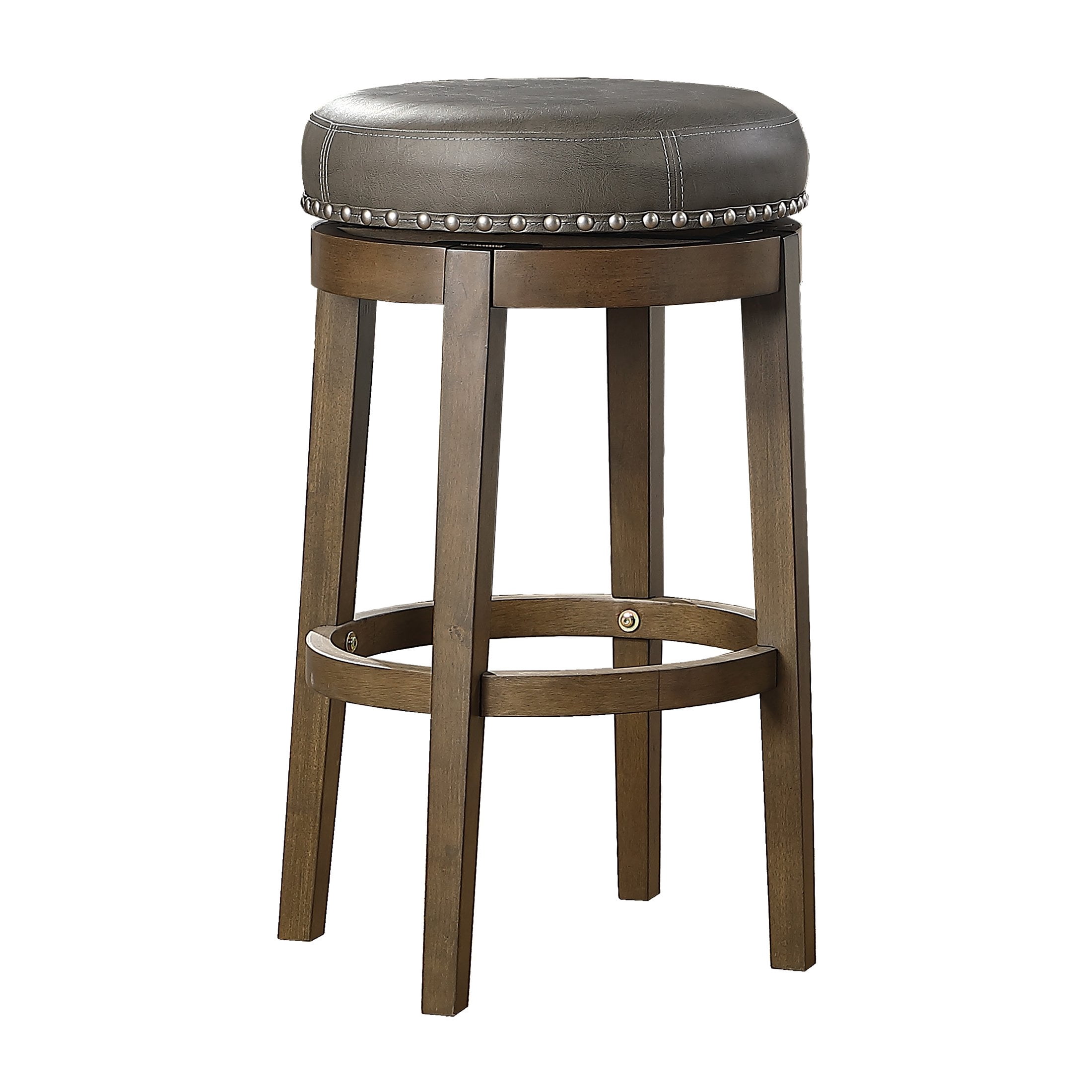 OakvillePark Muny Round Swivel Pub Height Barstool (Set of 2), Gray
