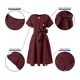 thumbnail image 5 of ZANZEA Women Short Sleeved Slim Waist Belted Dresses Party Casual Dress, 5 of 9