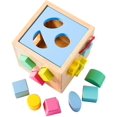 thumbnail image 1 of Juguete para niños pequeños clasificador de colores de formas - Juguete de madera para niños pequeños Reconocimiento de colores Tapa de cubo de clasificación de formas para niños pequeños Aprendi, 1 of 5