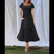 thumbnail image 5 of Vestido Midi de Verano para Mujer, con Escote Cuadrado, Mangas Abullonadas, Estilo Bohemio, Fruncido, Fluido, con y Bolsillos, Color Negro, Talla XL, 5 of 8