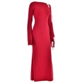 thumbnail image 4 of Vestido largo ajustado con cordones, vestido largo para mujer, vestido de fiesta elegante para club Ygjytge Rojo T M para Mujer, 4 of 8