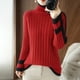 thumbnail image 3 of Suéter de mujer de invierno de cachemira de cuello alto, tejido de punto cálido, camisa de fondo sólido informal coreano, suéter de punto de moda, 3 of 5