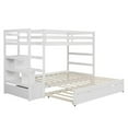 thumbnail image 6 of White Twin-Over-Twin/King Bunk Bed Frame with Trundle and Storage, Wood Bunk Bed with Shelves and Ladder, Suitable for Kids, Boys and Girls, 6 of 7