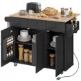 thumbnail image 1 of HOMCOM Mobile Kitchen Island with Power Outlet Drop Leaf Kitchen Cart Black, 1 of 8